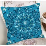 - 7935 - Realhomes Renkli Zemin Üzerinde Çini Desenli Dijital Baskılı Modern Yastık Kırlent Kılıfı Realhomes