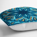 Renkli Zemin Üzerinde Çini Desenli Dijital Baskılı Modern Yastık Kırlent Kılıfı Realhomes