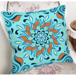 Renkli Zemin Üzerinde Çini Desenli Dijital Baskılı Modern Yastık Kırlent Kılıfı Realhomes