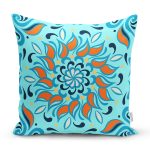 Renkli Zemin Üzerinde Çini Desenli Dijital Baskılı Modern Yastık Kırlent Kılıfı Realhomes