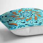 Renkli Zemin Üzerinde Çini Desenli Dijital Baskılı Modern Yastık Kırlent Kılıfı Realhomes