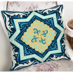 - 7938 - Realhomes Renkli Zemin Üzerinde Çini Desenli Dijital Baskılı Modern Yastık Kırlent Kılıfı Realhomes