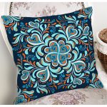 Renkli Zemin Üzerinde Çini Desenli Dijital Baskılı Modern Yastık Kırlent Kılıfı Realhomes