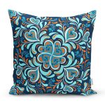 Renkli Zemin Üzerinde Çini Desenli Dijital Baskılı Modern Yastık Kırlent Kılıfı Realhomes