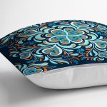 Renkli Zemin Üzerinde Çini Desenli Dijital Baskılı Modern Yastık Kırlent Kılıfı Realhomes