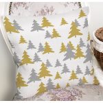 - 7941 - Realhomes Beyaz Zemin Üzerinde Gold Detaylı Çamağacı Desenli Modern Yastık Kırlent Kılıfı Realhomes