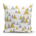 - 7941 - Realhomes Beyaz Zemin Üzerinde Gold Detaylı Çamağacı Desenli Modern Yastık Kırlent Kılıfı Realhomes