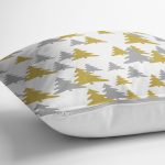 - 7941 - Realhomes Beyaz Zemin Üzerinde Gold Detaylı Çamağacı Desenli Modern Yastık Kırlent Kılıfı Realhomes