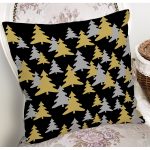 Siyah Zemin Üzerinde Gold Detaylı Çamağacı Desenli Modern Yastık Kırlent Kılıfı Realhomes