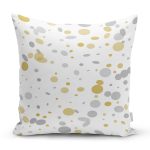 - 7943 - Realhomes Beyaz Zemin Üzerinde Gold Detaylı Geometrik Desenli Yastık Kırlent Kılıfı Realhomes