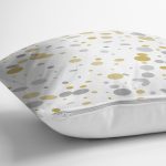 - 7943 - Realhomes Beyaz Zemin Üzerinde Gold Detaylı Geometrik Desenli Yastık Kırlent Kılıfı Realhomes