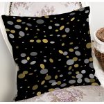 - 7944 - Realhomes  Siyah Zemin Üzerinde Gold Detaylı Geometrik Desenli Yastık Kırlent Kılıfı Realhomes
