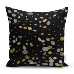 - 7944 - Realhomes  Siyah Zemin Üzerinde Gold Detaylı Geometrik Desenli Yastık Kırlent Kılıfı Realhomes