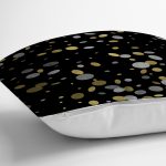 - 7944 - Realhomes  Siyah Zemin Üzerinde Gold Detaylı Geometrik Desenli Yastık Kırlent Kılıfı Realhomes