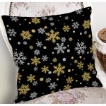 Siyah Zemin Üzerinde Gold Detaylı Kartanesi Desenli Yastık Kırlent Kılıfı Realhomes
