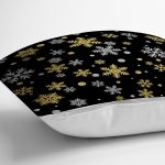 Siyah Zemin Üzerinde Gold Detaylı Kartanesi Desenli Yastık Kırlent Kılıfı Realhomes