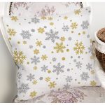 Beyaz Zemin Üzerinde Gold Detaylı Kartanesi Desenli Yastık Kırlent Kılıfı Realhomes