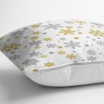 Beyaz Zemin Üzerinde Gold Detaylı Kartanesi Desenli Yastık Kırlent Kılıfı Realhomes