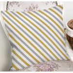 - 7947 - Realhomes Beyaz Zemin Üzerinde Gold Detaylı Yatay Çizgili Modern Yastık Kırlent Kılıfı Realhomes