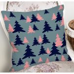 - 7948 - Realhomes Renkli Zemin Üzerinde Pastel Renkli Siyah Çamağacı Desenli Yastık Kırlent Kılıfı Realhomes