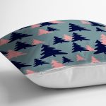 - 7948 - Realhomes Renkli Zemin Üzerinde Pastel Renkli Siyah Çamağacı Desenli Yastık Kırlent Kılıfı Realhomes