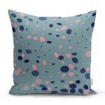 - 7950 - Realhomes  Renkli Zemin Üzerinde Pastel Renkli Puantiye Desenli Yastık Kırlent Kılıfı Realhomes