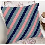 - 7954 - Realhomes Renkli Zemin Üzerinde Pastel Renkli Yatay Çizgili Modern Yastık Kırlent Kılıfı Realhomes