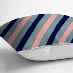 - 7954 - Realhomes Renkli Zemin Üzerinde Pastel Renkli Yatay Çizgili Modern Yastık Kırlent Kılıfı Realhomes