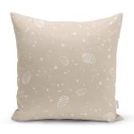 Pastel Zeminli Deniz Kabuğu Desenli Dijital Baskılı Modern Yastık Kırlent Kılıfı Realhomes