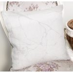 - 7964 - Realhomes Beyaz Zeminli Modern Mermer Desenli Dijital Baskılı Modern Yastık Kırlent Kılıfı Realhomes