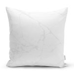 - 7964 - Realhomes Beyaz Zeminli Modern Mermer Desenli Dijital Baskılı Modern Yastık Kırlent Kılıfı Realhomes