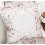 - 7965 - Realhomes Beyaz Zeminli Modern Mermer Desenli Dijital Baskılı Modern Yastık Kırlent Kılıfı Realhomes