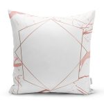 - 7965 - Realhomes Beyaz Zeminli Modern Mermer Desenli Dijital Baskılı Modern Yastık Kırlent Kılıfı Realhomes