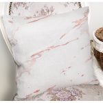 - 7966 - Realhomes Beyaz Zeminli Modern Mermer Desenli Dijital Baskılı Modern Yastık Kırlent Kılıfı Realhomes