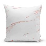 - 7966 - Realhomes Beyaz Zeminli Modern Mermer Desenli Dijital Baskılı Modern Yastık Kırlent Kılıfı Realhomes