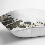 Beyaz Zemin Üzerinde Gold Detaylı Gül Motifli Dijital Baskılı Modern Yastık Kılıfı Realhomes