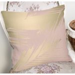 - 7977 - Realhomes Pastel Zemin Üzerinde Gold Detaylı Yaprak Desenli Modern Yastık Kırlent Kılıfı Realhomes