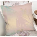 - 7979 - Realhomes Pastel Zemin Üzerinde Gold Detaylı Yaprak Desenli Modern Yastık Kırlent Kılıfı Realhomes