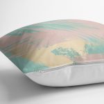 - 7981 - Realhomes Pastel Zemin Üzerinde Gold Detaylı Yaprak Desenli Modern Yastık Kırlent Kılıfı Realhomes