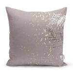 - 7983 - Realhomes Pastel Zemin Üzerinde Gold Detaylı Yaprak Desenli Modern Yastık Kırlent Kılıfı Realhomes