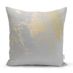 Pastel Zemin Geometrik Desenli Gold Detaylı Dijital Baskılı Modern Kırlent Kılıfı Realhomes