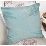 - 7985 - Realhomes Pastel Zemin Üzerinde Yaprak Desenli Dijital Baskılı Modern Yastık Kırlent Kılıfı Realhomes