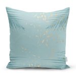 - 7985 - Realhomes Pastel Zemin Üzerinde Yaprak Desenli Dijital Baskılı Modern Yastık Kırlent Kılıfı Realhomes