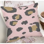 - 7990 - Realhomes Pastel Zemin Üzerinde Gold Detaylı Geometrik Desenli Yastık Kırlent Kılıfı Realhomes