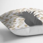 Beyaz Zemin Üzerinde Gold Detaylı Ananas Desenli Modern Yastık Kırlent Kılıfı Realhomes