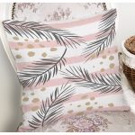 Beyaz Zemin Üzerinde Gold Detaylı Yaprak Desenli Modern Yastık Kırlent Kılıfı Realhomes