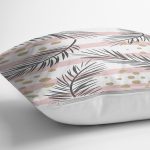 Beyaz Zemin Üzerinde Gold Detaylı Yaprak Desenli Modern Yastık Kırlent Kılıfı Realhomes