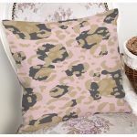 - 7996 - Realhomes Pastel Zemin Üzerinde Gold Detaylı Geometrik Desenli Yastık Kırlent Kılıfı Realhomes