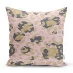 - 7996 - Realhomes Pastel Zemin Üzerinde Gold Detaylı Geometrik Desenli Yastık Kırlent Kılıfı Realhomes