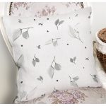 - 8008 - Realhomes  Pastel Zeminli Beyaz Yaprak Desenli Dijital Baskılı Modern Yastık Kırlent Kılıfı Realhomes
